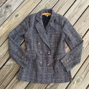 Heartloom Ivy Blazer Charcoal Plaid Button Front